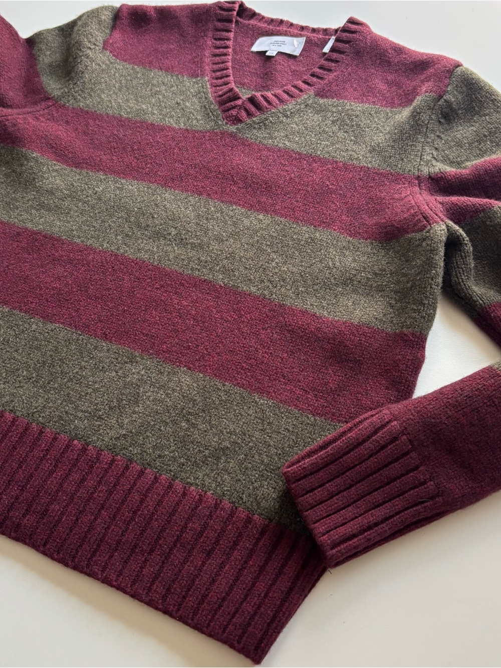 Jack Spade Bleeker Street wool cashmere blend striped sweater maroon gray XXL